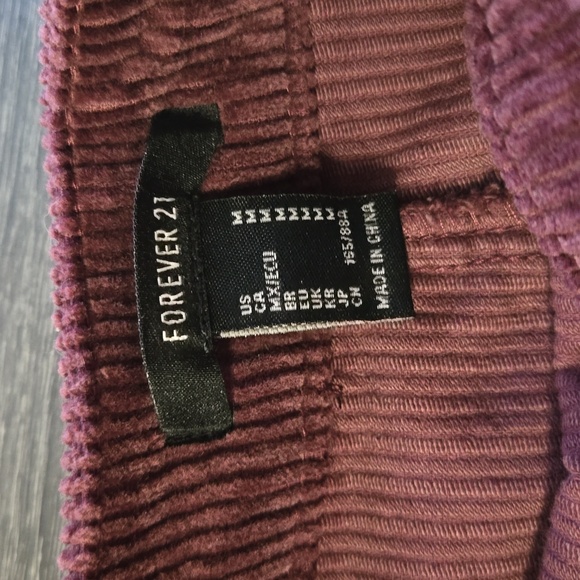 Forever 21 womens burgundy corduroy mini wrap skirt size medium - Picture 3 of 4